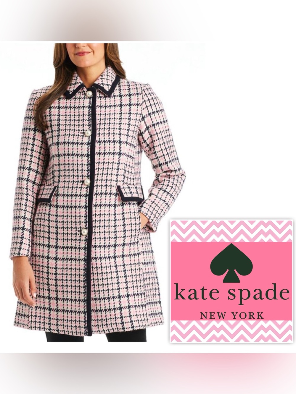 NWT KATE SPADE NEW YORK PLAID TWEET COAT sz Small - SOLD OUT